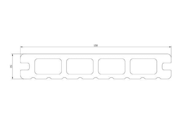 25mm x 150mm Hollow WPC Decking | Composite Decking - Techwoodn